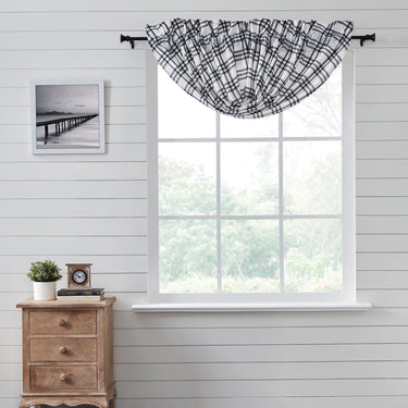Sawyer Mill Black Plaid Balloon Valance Curtain 15x60 VHC Brands - The Fox Decor